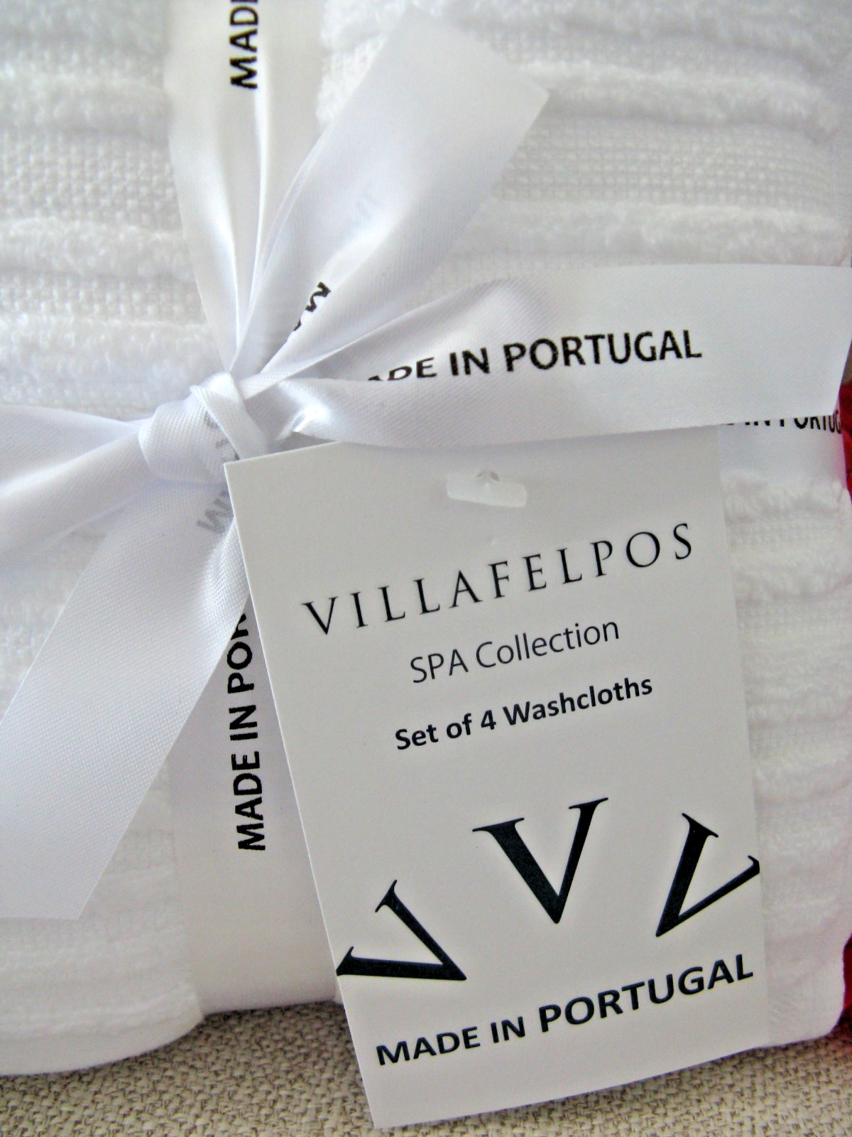 New Villafelpos Luxury Spa White Textured Cotton Bathroom Wash Cloths Set of 4 gallery