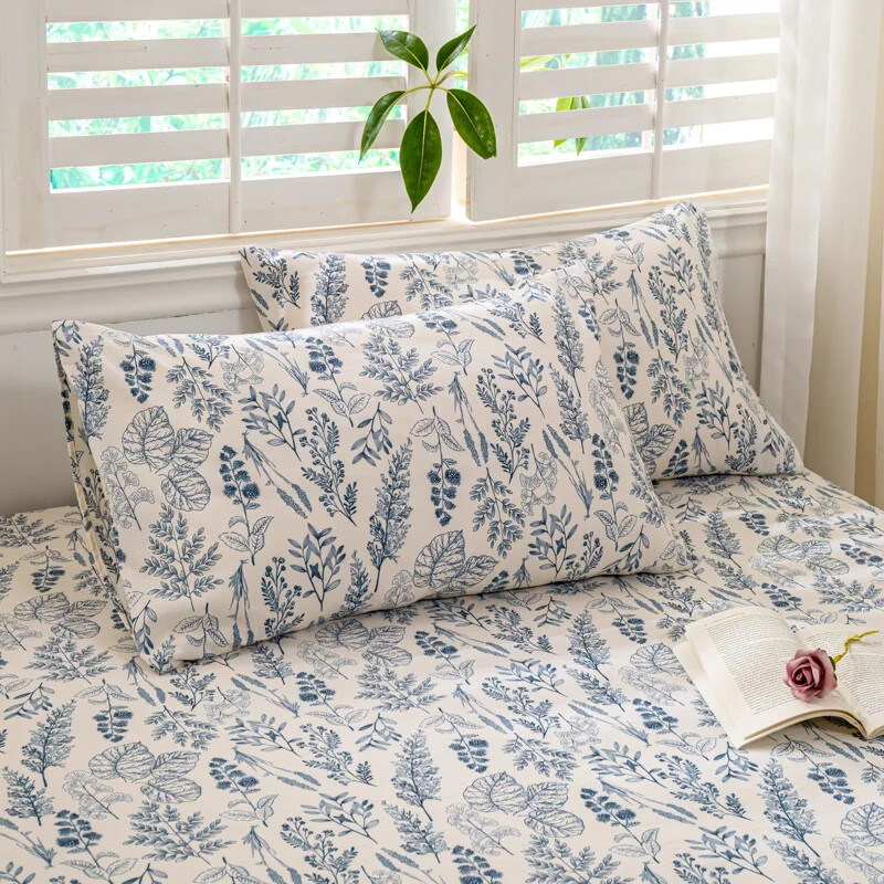 Bed Sheet with Elastic Washed Cotton Flower Printed Fitted Sheet Mattress Cover gallery
