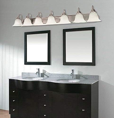 Progress 48 in. 7-Light Brushed Chrome Bathroom Vanity Light with Glass Shades gallery