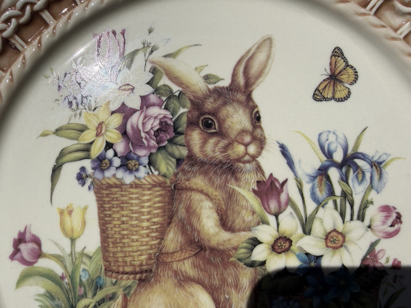 Cracker Barrel Easter Treasures Dinner Plate Bunny Rabbit 11.25” Please READ gallery