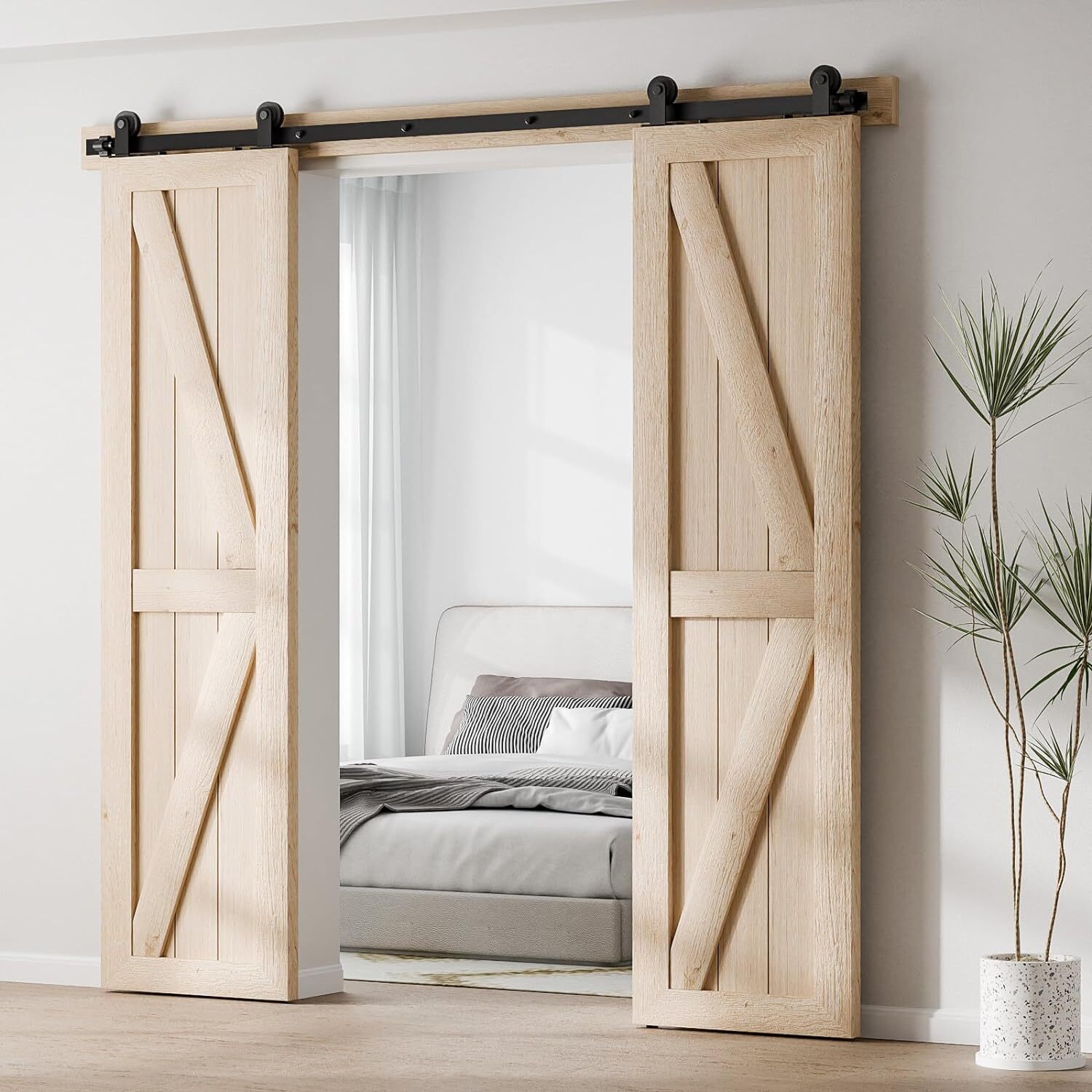 4FT-20FT Sliding Barn Door Hardware Track Single/Double Door Kit,Closet/Kitchen gallery