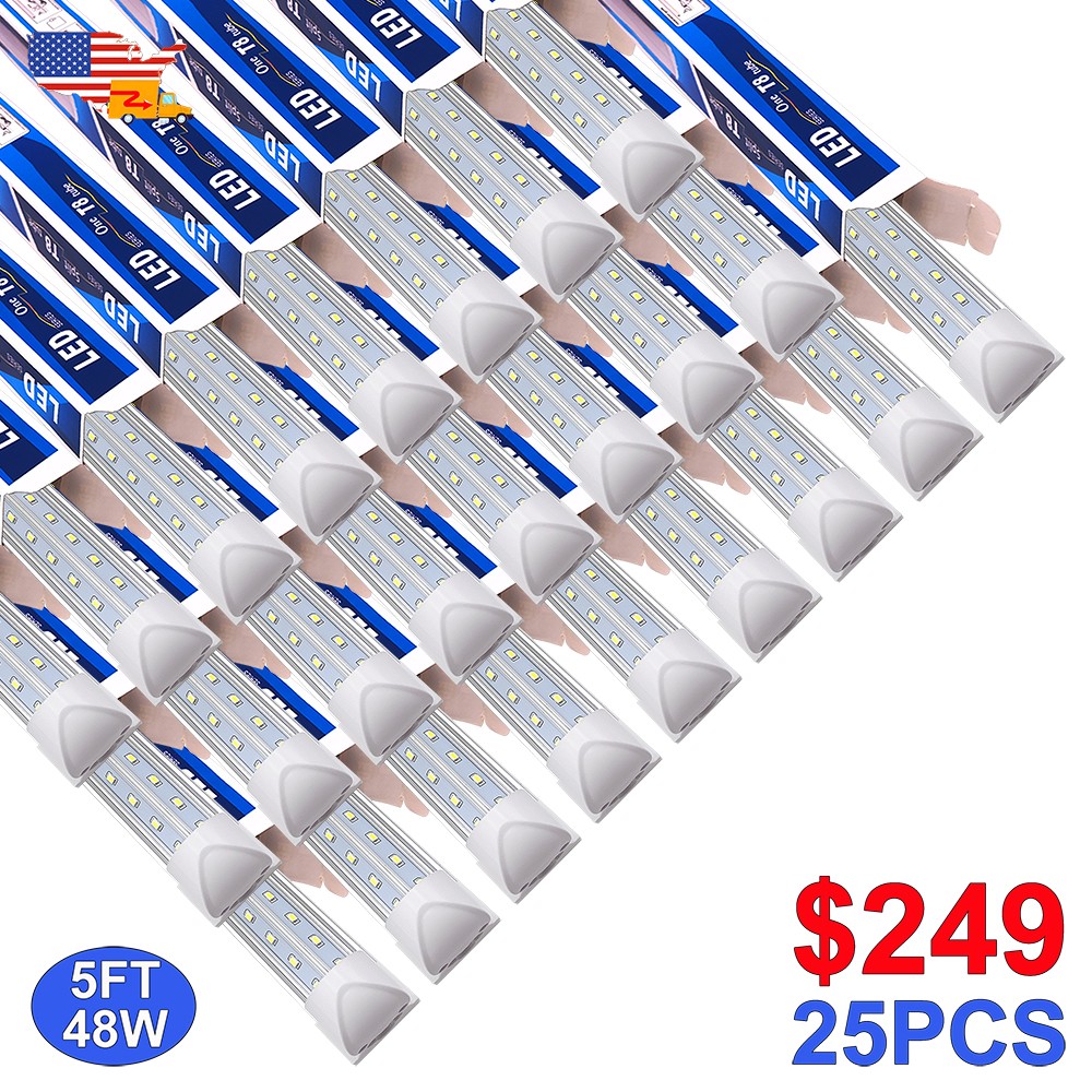 25 Pack 5FT Led Tube Light V Shaped 48W T8 Integrated Clear Cover 6500K Daylight gallery