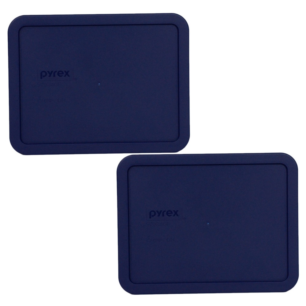 Pyrex 7211-PC Blue Rectangle Plastic Food Storage Replacement Lid (2-Pack)