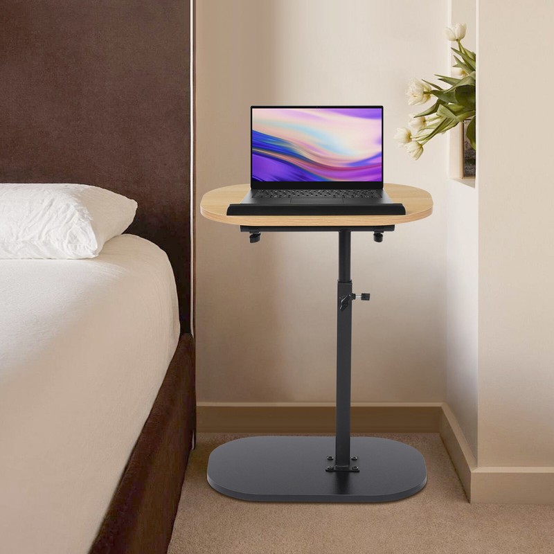 Log Color C-shaped Side Table Height Adjustable Side Table Small Coffee Table gallery