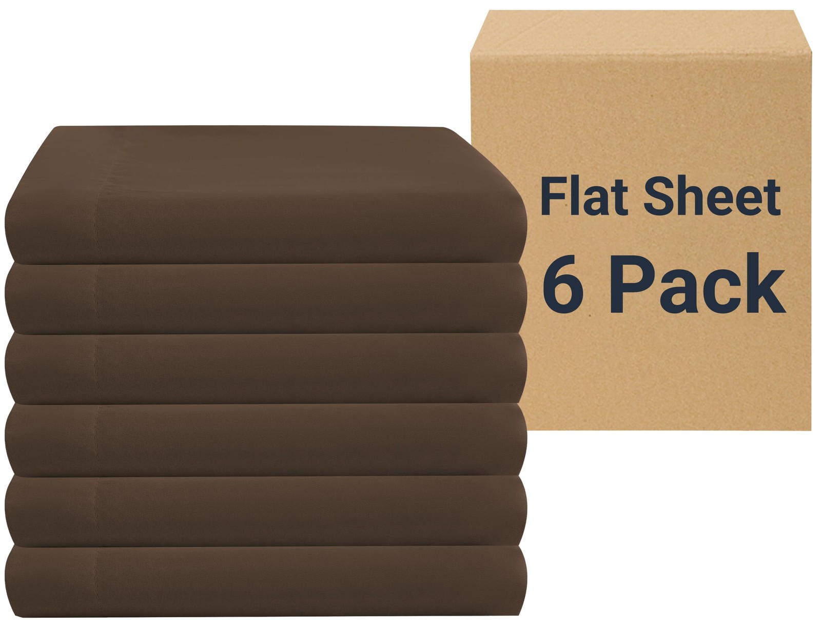 Full Flat Sheet Only 6 PCS Durable Brown 81x96 Inch Soft Microfiber Bedding gallery