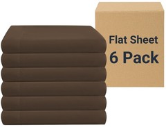 Full Flat Sheet Only 6 PCS Durable Brown 81×96 Inch Soft Microfiber Bedding