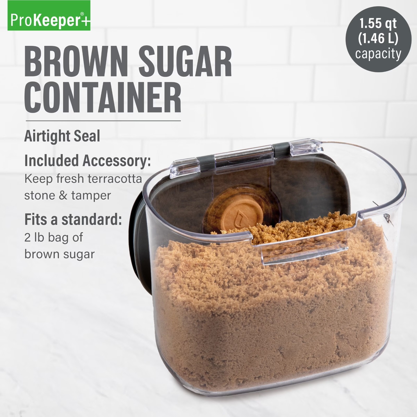 Brown Sugar ProKeeper+ Airtight Container With Terra Cotta Stone for Food gallery