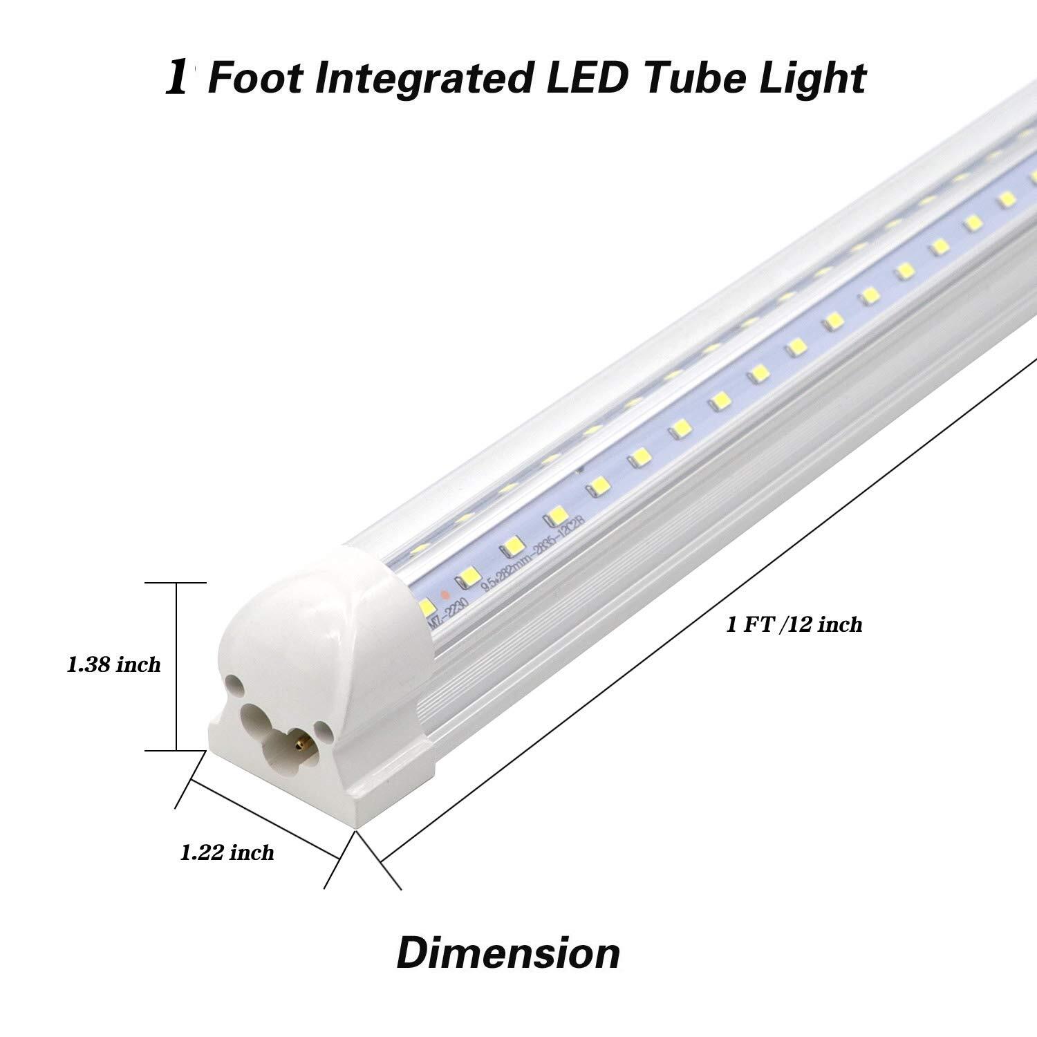 Led Shop Light Fixture 12inch 9w 1080lm 6500k T8 Vshape Integrated Tube Light Hi gallery