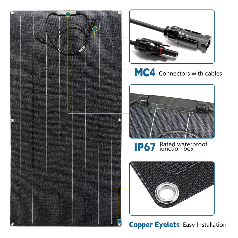 200W-400W 18V Flexible Solar Panel Mono Off-Grid Charger for RV Boat Van Car gallery