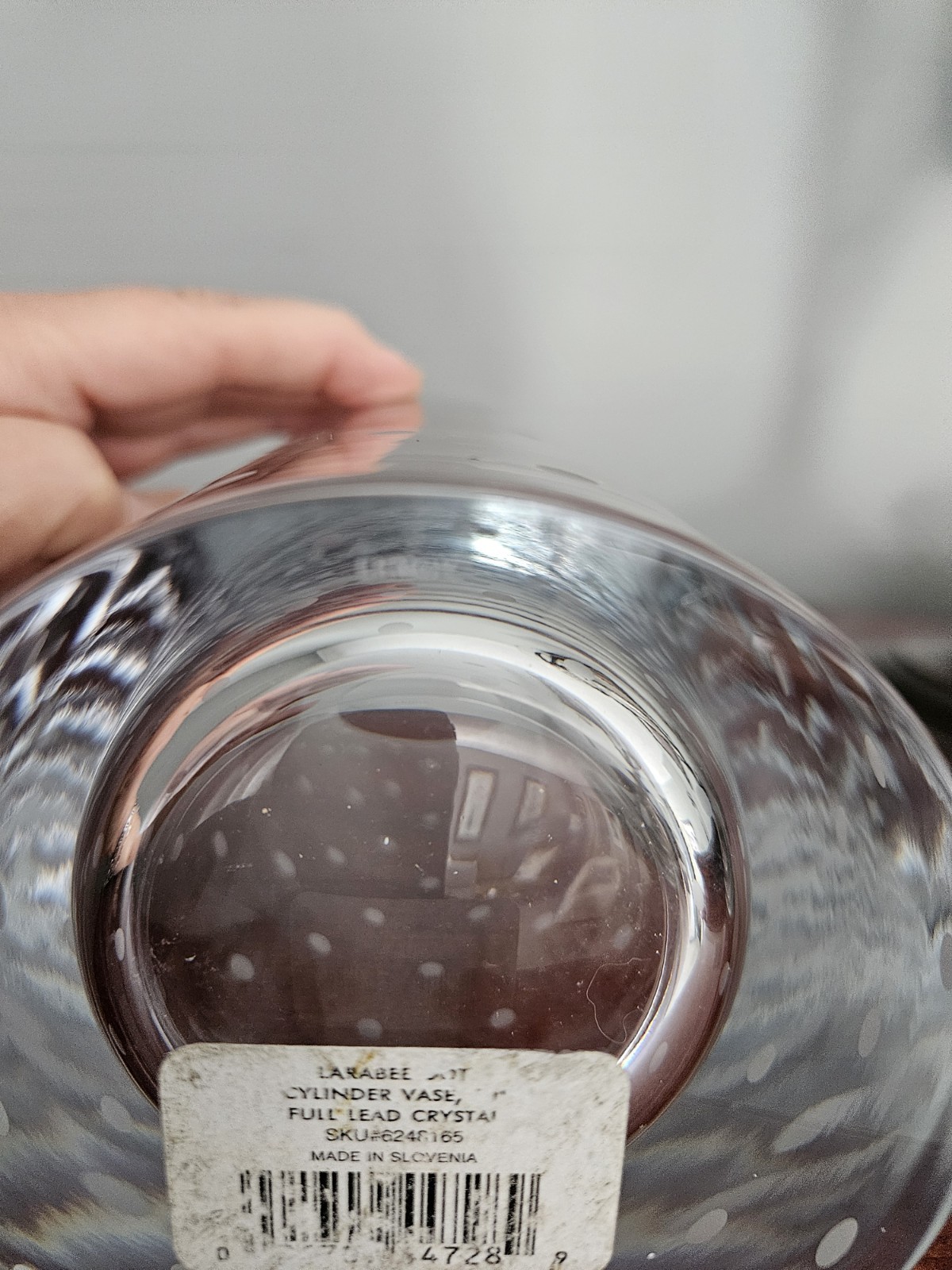 Kate Spade Lenox Larabee Dot 10” Full Lead Crystal Vase Etched Polka Dots EUC gallery