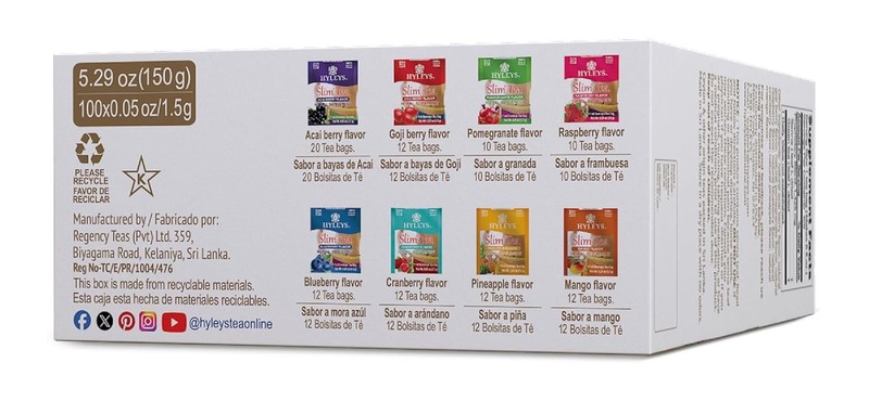 (2 PACK-BUNDLE) HYLEYS Slim Tea 9 Flavor Assortment 100 Ct Herba (200 TEA BAGS) gallery