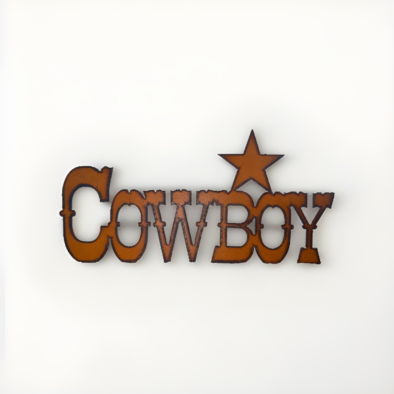 Rustic Metal Cowboy With Star Sign Western Wall Decor Country Art 15” x 7.25” gallery
