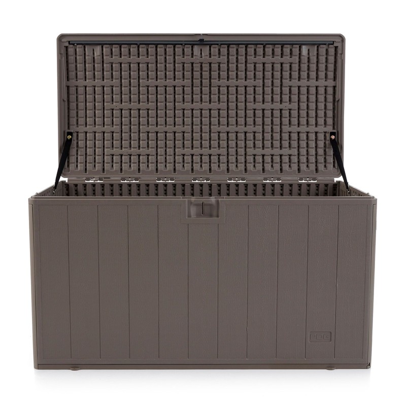 Plastic Development Group 105 Gallon Outdoor Patio Storage Deck Box, Driftwood gallery
