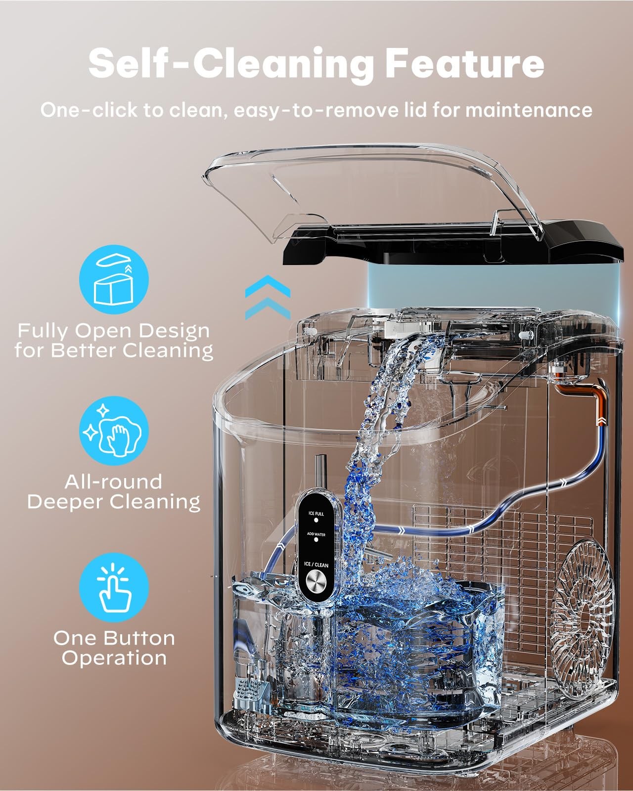 Nugget Ice Maker Countertop 33lbs Pellet Sonic Stainless Steel SLIM17T Silonn gallery