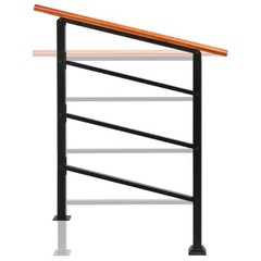 Adjustable Handrail for Stairs 2 & 3 Step Stair Railing Wood Handle Wrought Iron