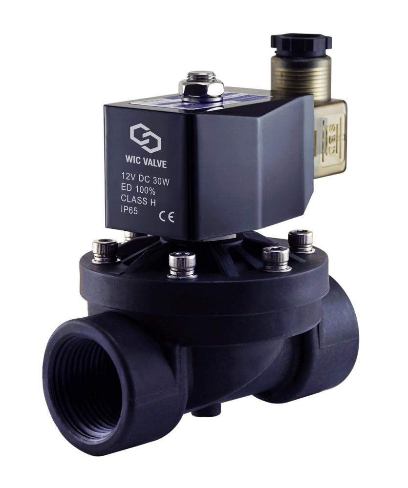 1" Inch PA66 Plastic Zero Differential Electric Solenoid Process Valve 12V DC