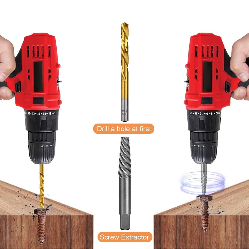 15x Screws Bolt Extractor Set W/ Reverse Drill Bit Ez Out Stripped Screw Nut Set gallery