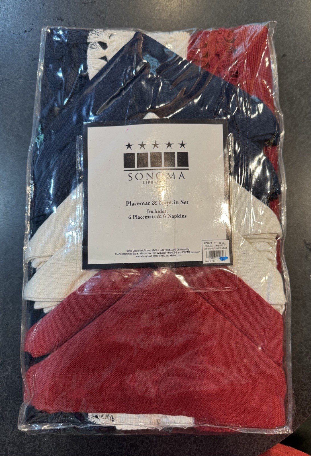 Red, White & Blue Cloth Placemat (6) & Napkin (6) Set, Sonoma Life & Style, New gallery