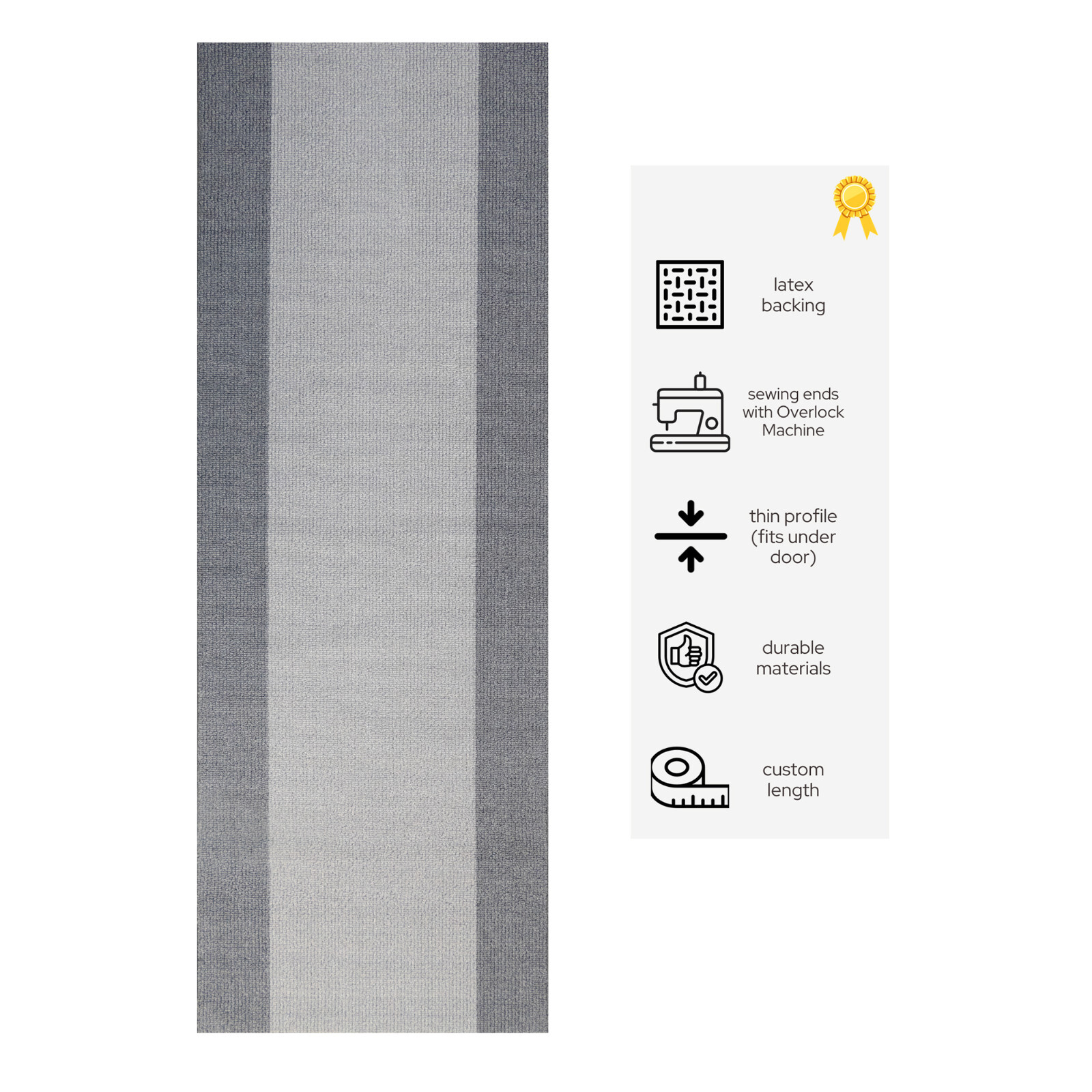 Custom Size Anti Slip Backing Gray Bordered Design Runner Rug Carpet 25" Wide gallery