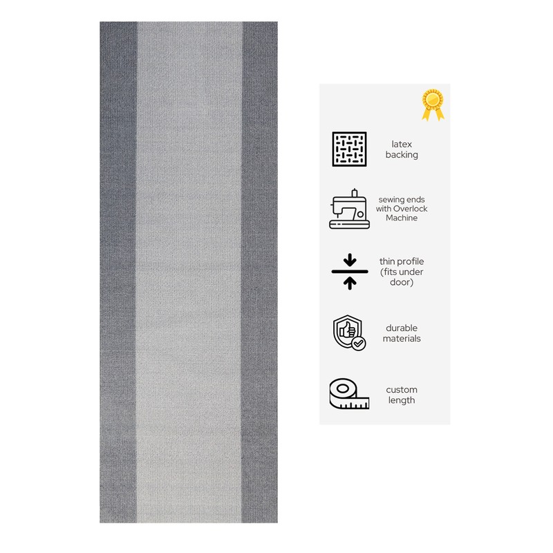 Custom Size Anti Slip Backing Gray Bordered Design Runner Rug Carpet 25" Wide gallery
