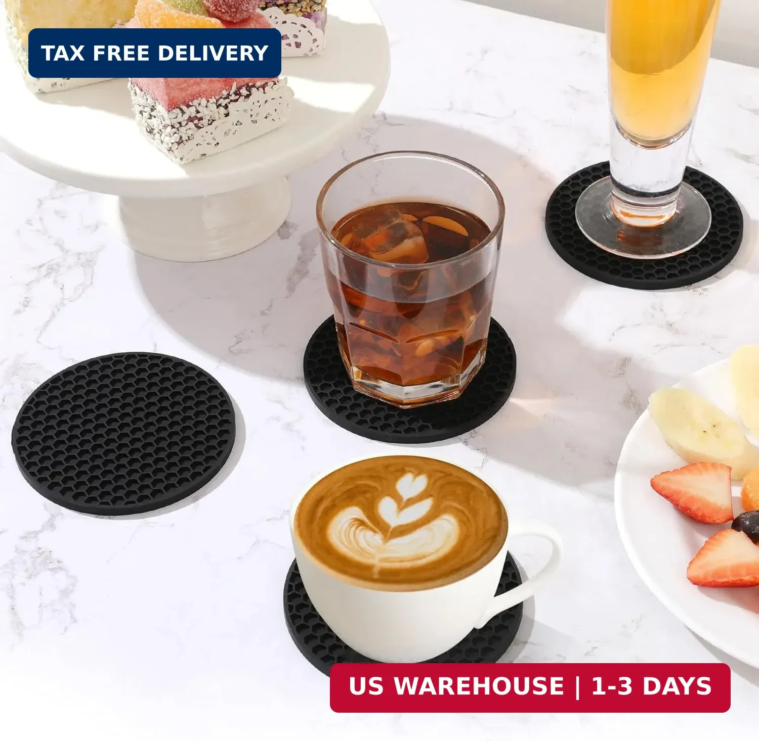 TWTLi 8-Pack Silicone Drink Coasters with Holder, Non-Slip Coaster Set for Coffe gallery