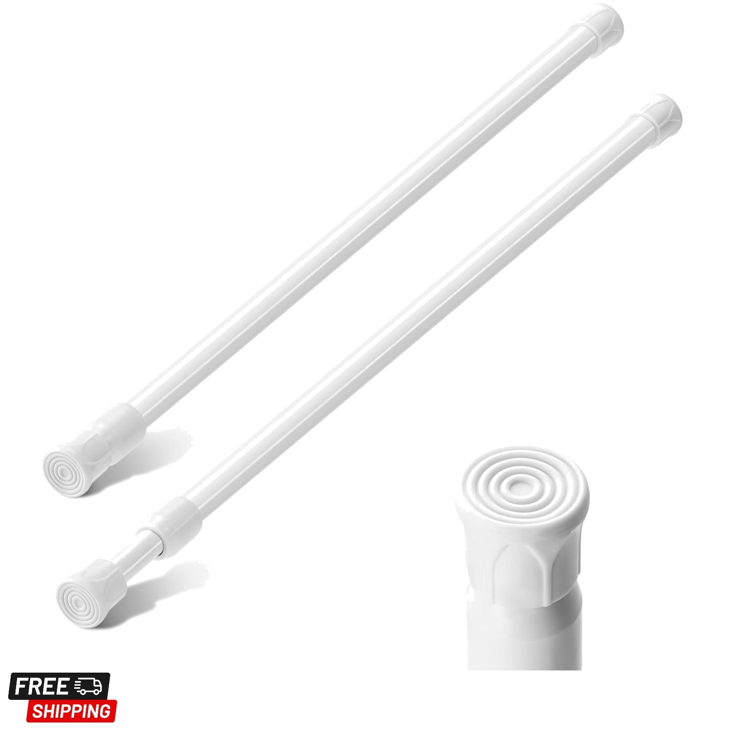 2 PCS Spring Tension Curtain Rods Telescoping Small Short Window Rod No Drill... gallery