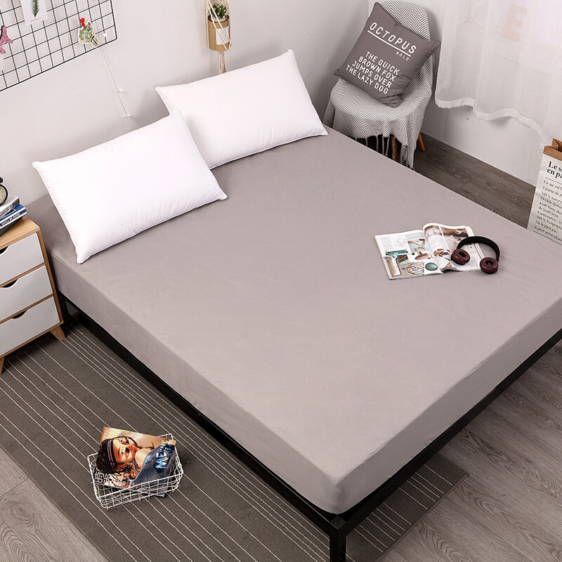 Waterproof Fitted Sheet Solid Color Bedding Mattress Protector Cover Washable gallery
