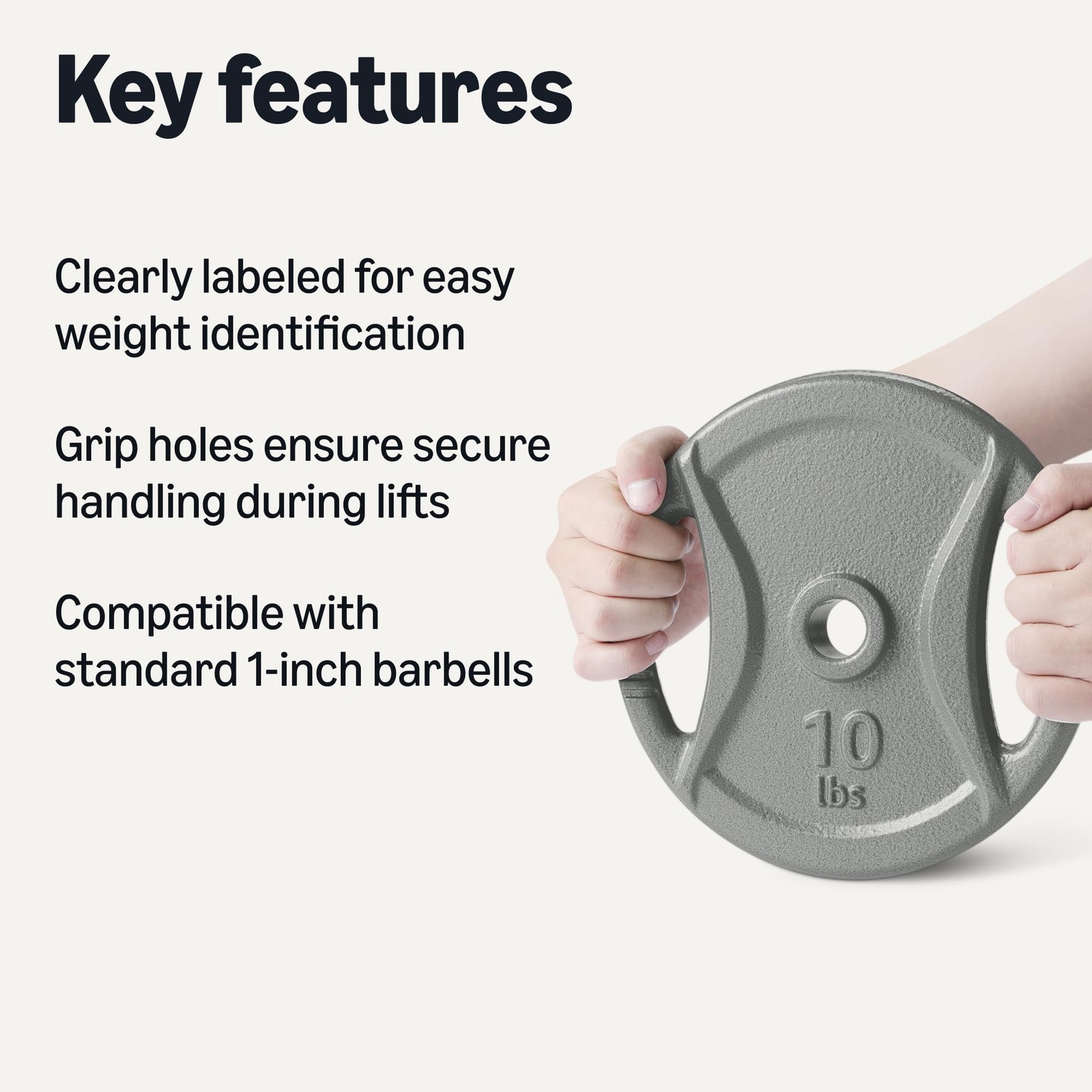 Amazon Basics 1-inch Grip Weight Plates, 10lb Weights, Set of 4 gallery