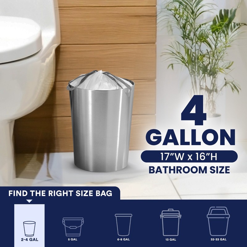 Plasticplace 4 Gallon Drawstring Trash Bags - Case of 100 Bags gallery