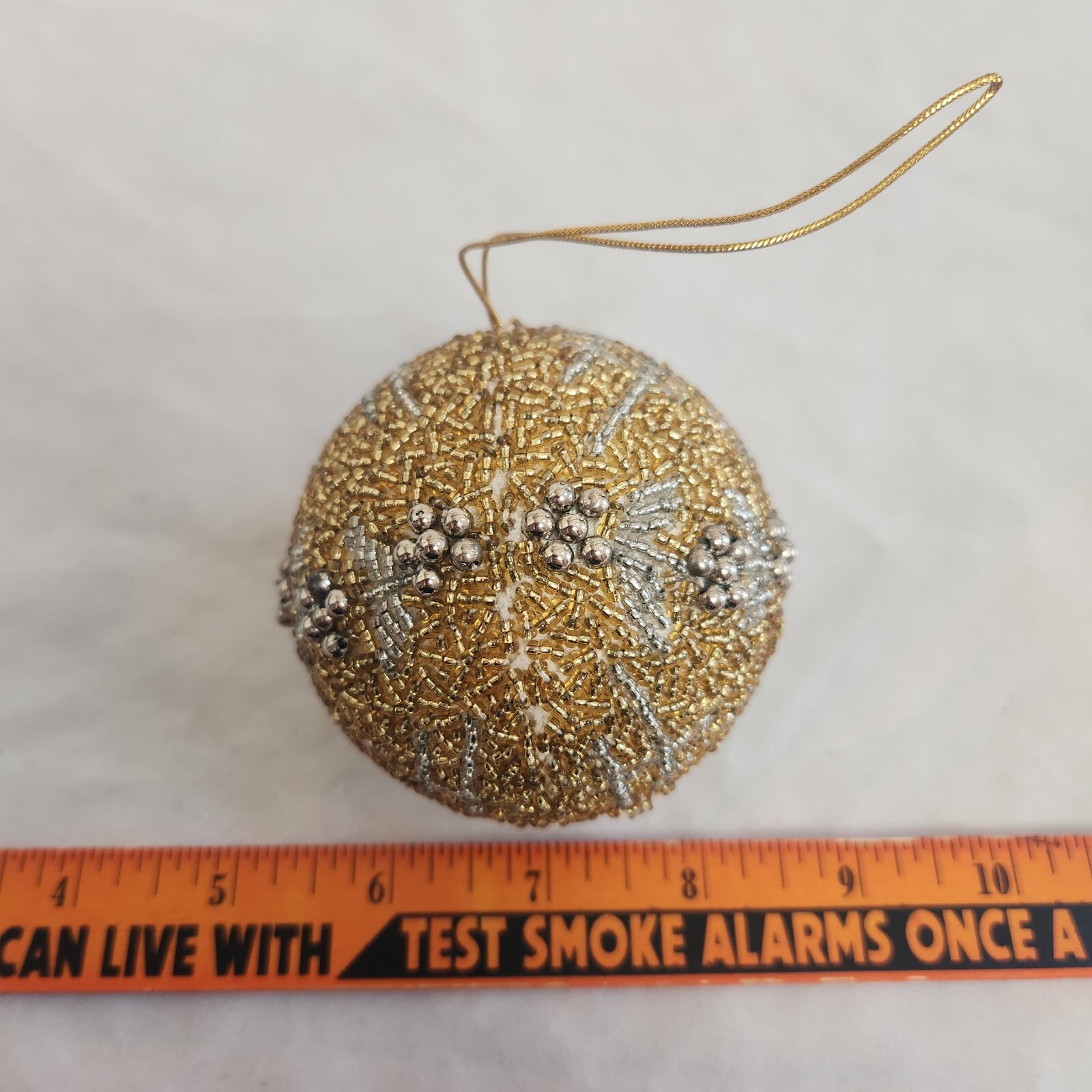 Silver Gold Beaded Glitter Ball Christmas Ornament Jewel Bling Seeded Bauble gallery