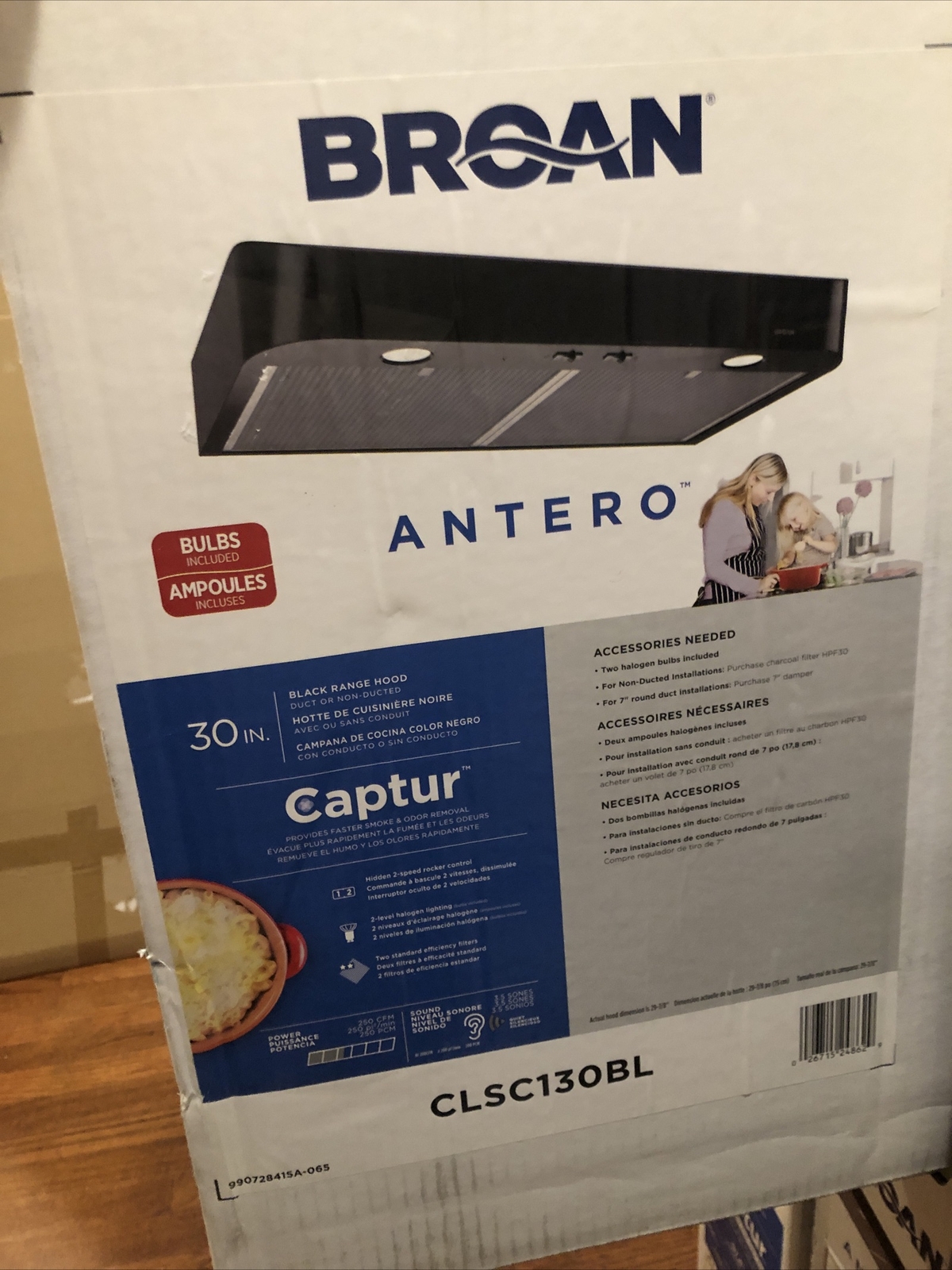 Broan 30" Antero Black Undercabinet Range Hood Fan Duel Lights 30" #CLSC130BL gallery