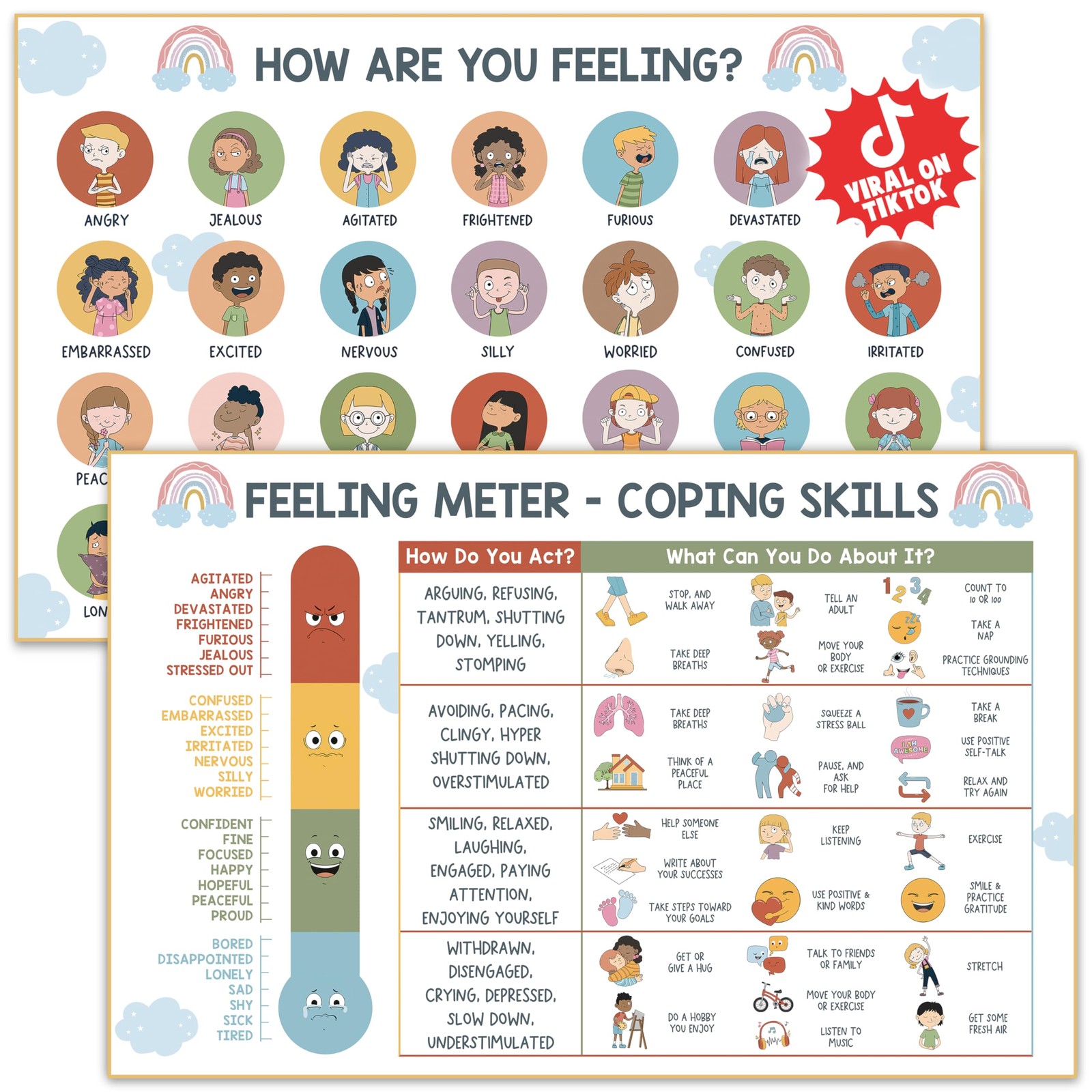 Feelings Chart for Kids - Coping Skills Emotions Chart Poster - Calm Down Cor... gallery