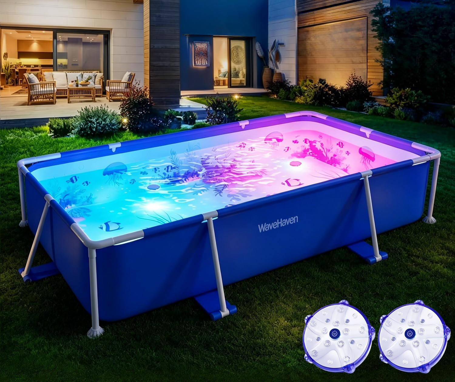 Above Ground Pool,2026 Frame Deep Swimming Pool with Pool Lights,Rectangle Famil gallery