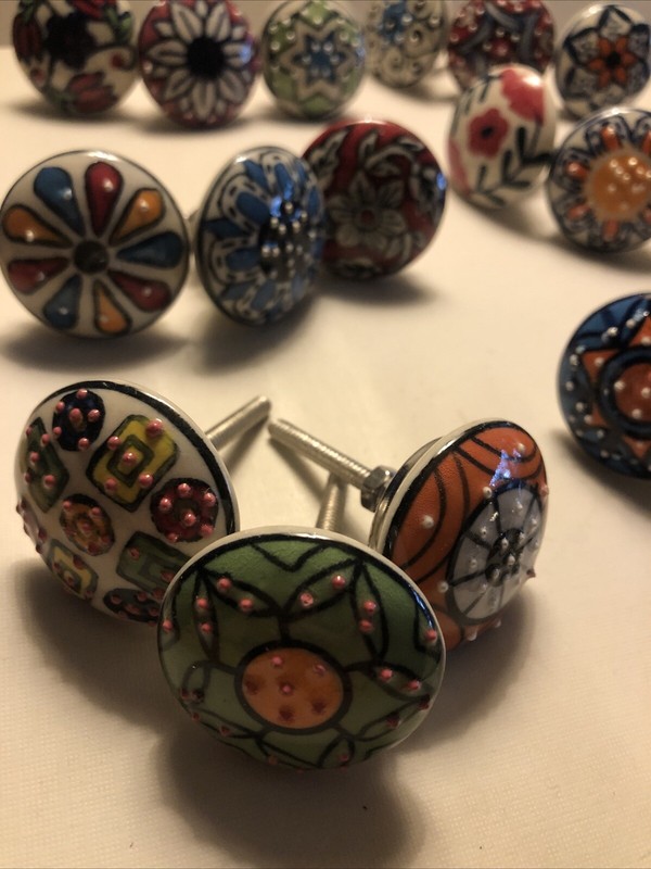 Drawer Knobs Colorful Qty 20 Individual Unique Floral Geometric Ceramic Modern gallery