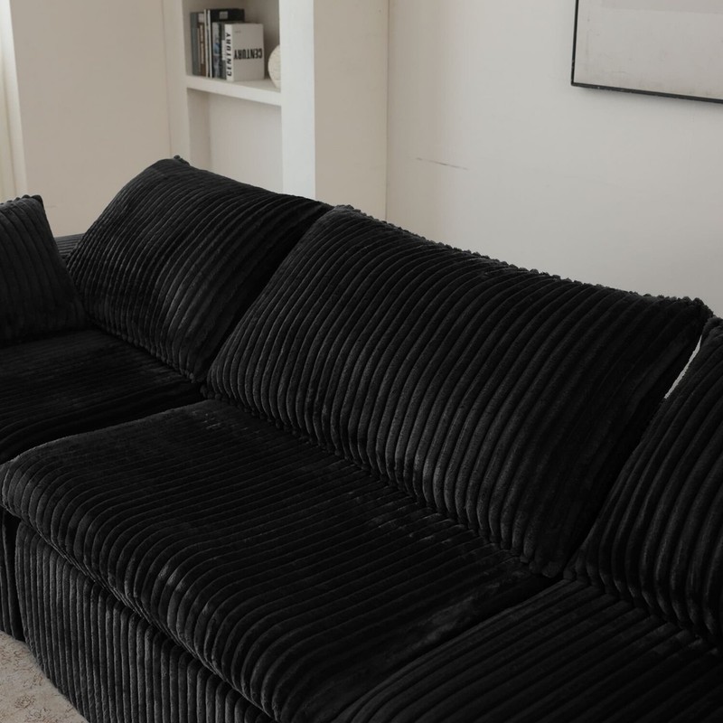 157'' U Shape 8 Seater Cloud Modular Sectional Sofas Corduroy Couch with Ottoman gallery
