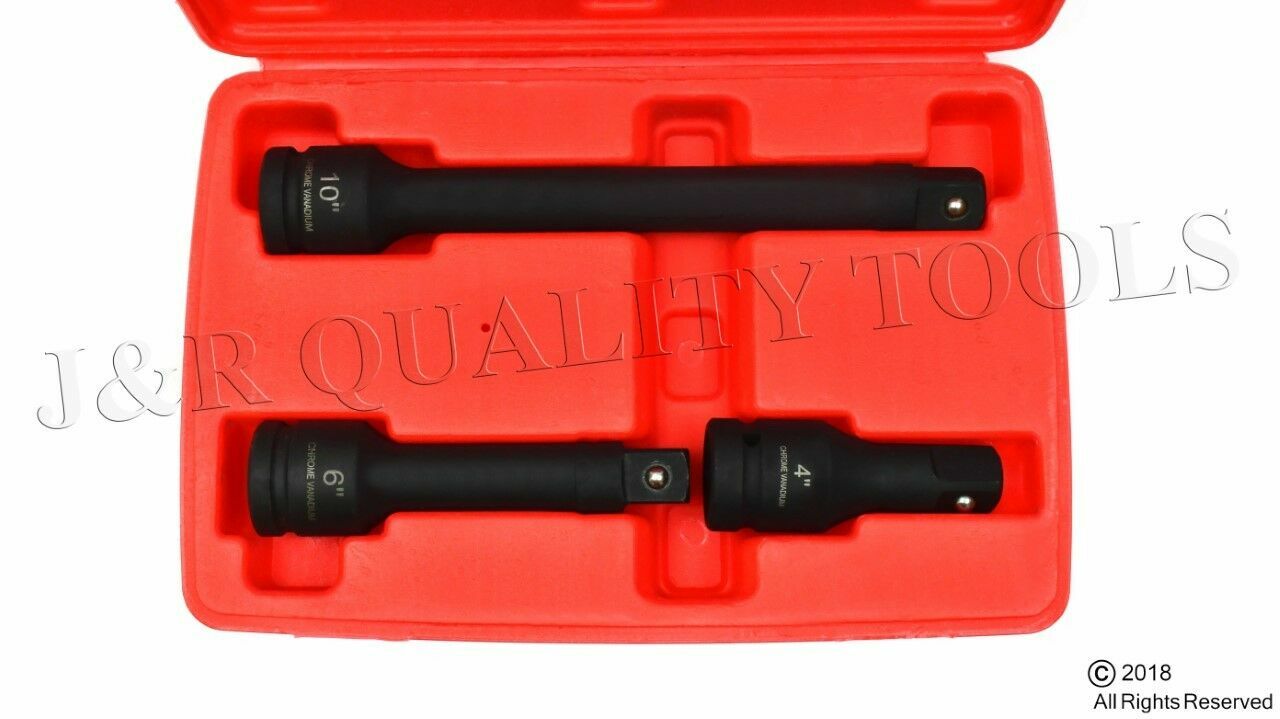 New 3 PC 3/4" Drive Impact Extension Bar Set Ratchet CRV 4", 6", 10" VCT Tools gallery