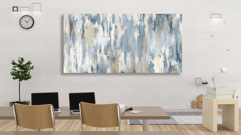 Large Abstract Wall Art - Gray Blue Beige Canvas Pictures for Living Room Con... gallery
