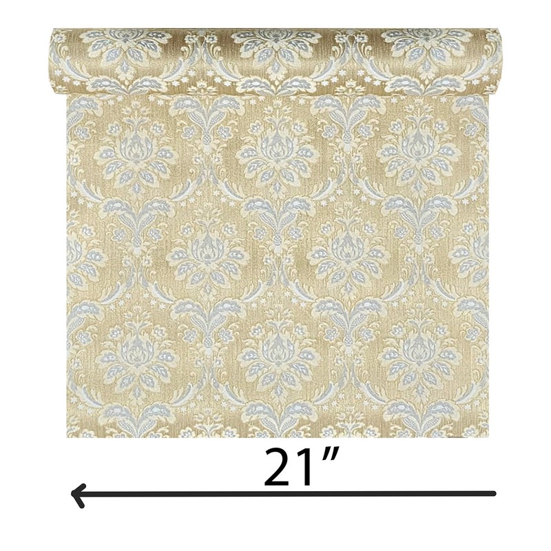 Gray silver gold metallic Victorian damask faux silk fabric textured Wallpaper gallery