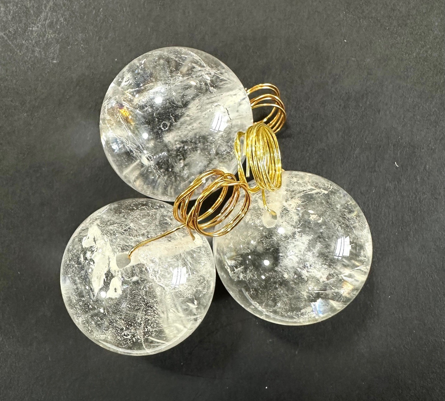 Natural Rock Crystal Chandelier Sconce Quartz Pendant V- hole Ball 37mm 6 pieces gallery