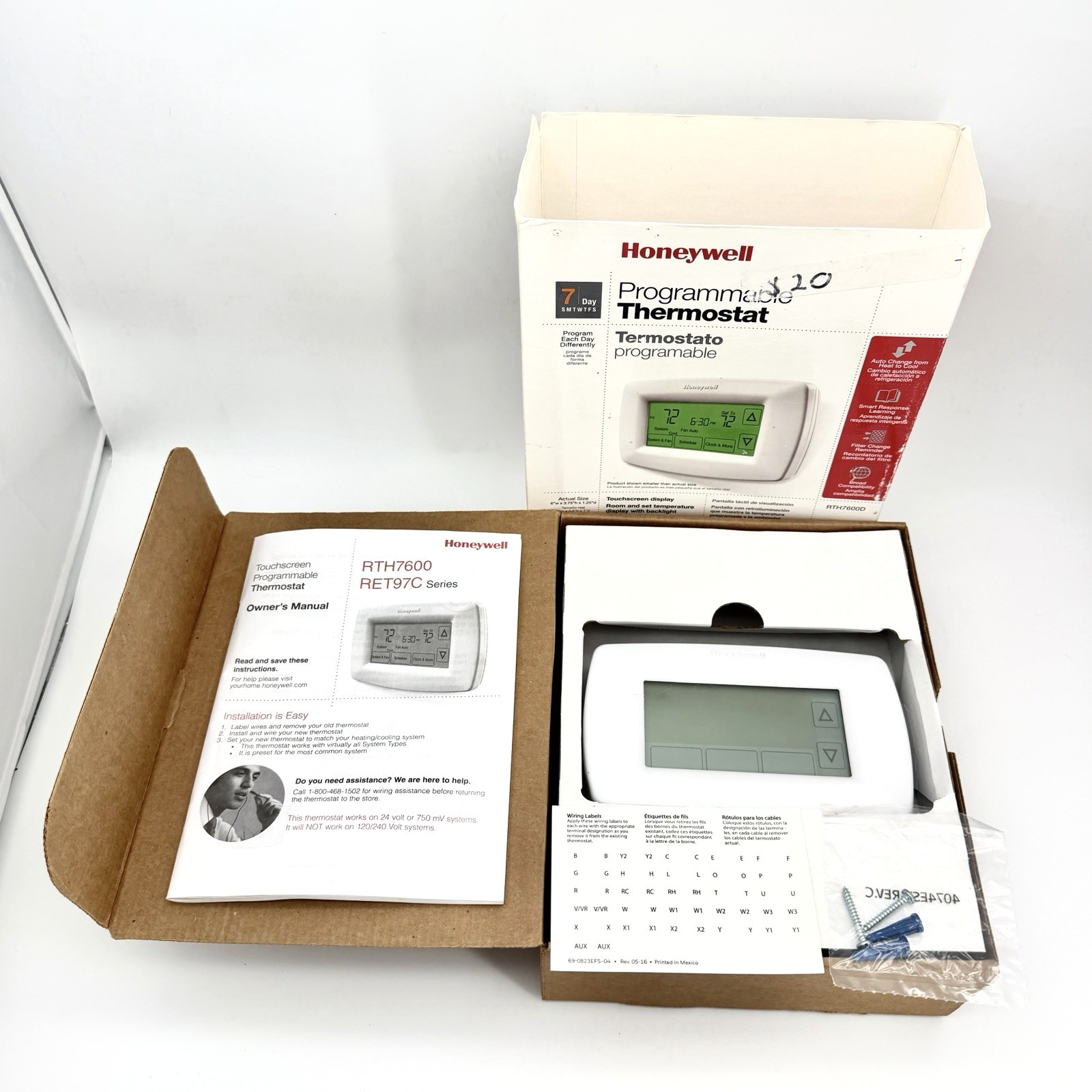 Honeywell RTH7600 Touchscreen Programmable Thermostat White Digital New Open Box gallery