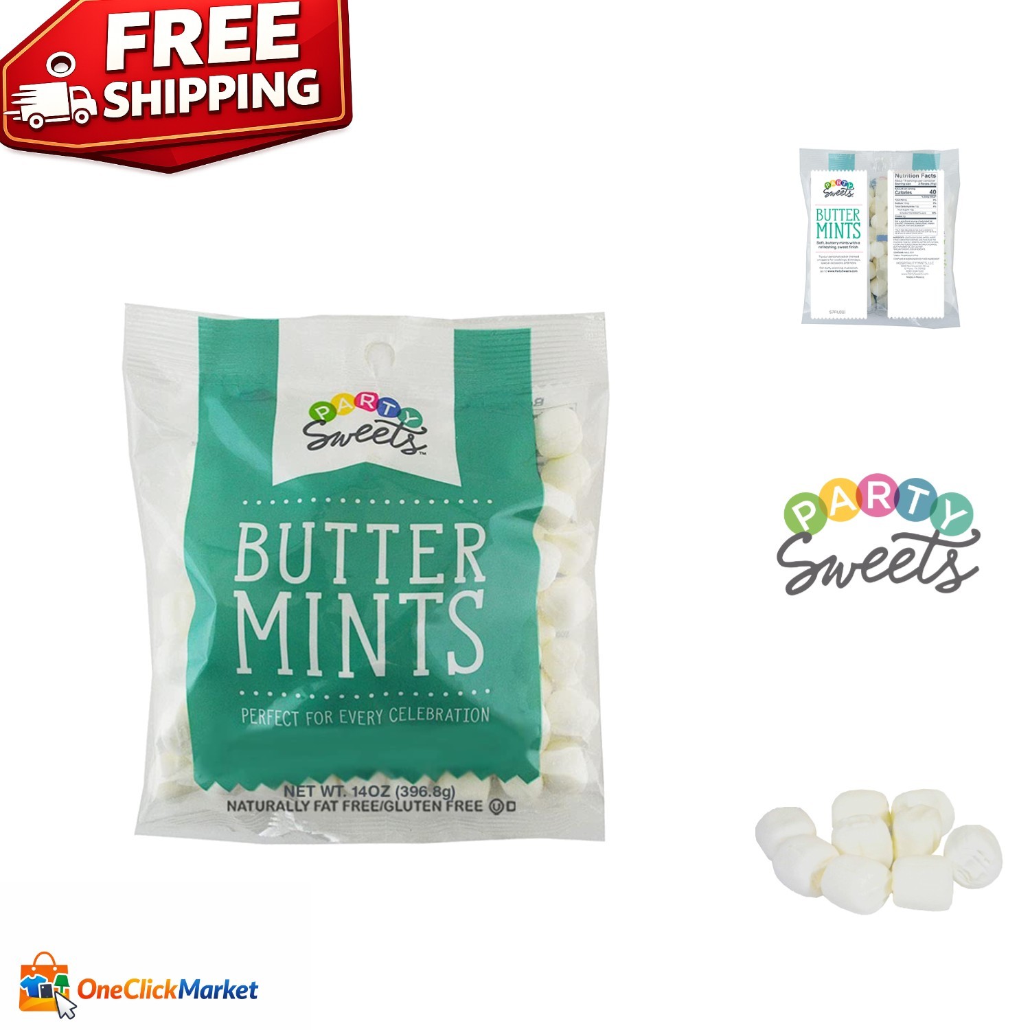 100 Count Soft White Buttermints, 14 Ounce Bag - Sweet, Gluten-Free Candy Treats gallery