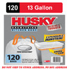 Husky Tall Kitchen White Trash Bags, 13 Gallon, 120 Bags (Expandable Drawstring) gallery