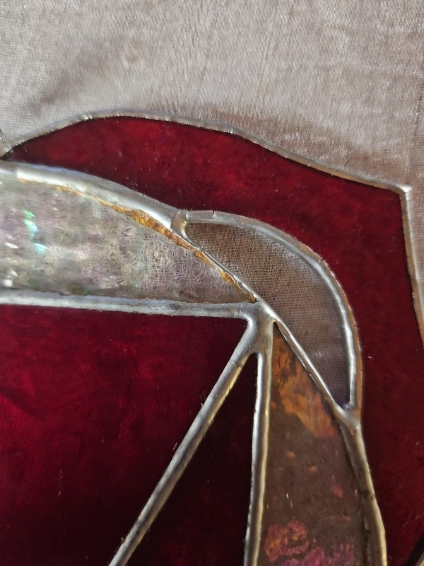 Lovely suncatcher/ wall decor Red & Iridescent Glass Abstract Design gallery