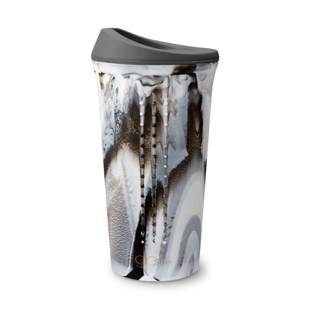 GoSili Reusable Silicone Cup Dark Grey Calacatta 16oz microwave dishwasher safe gallery