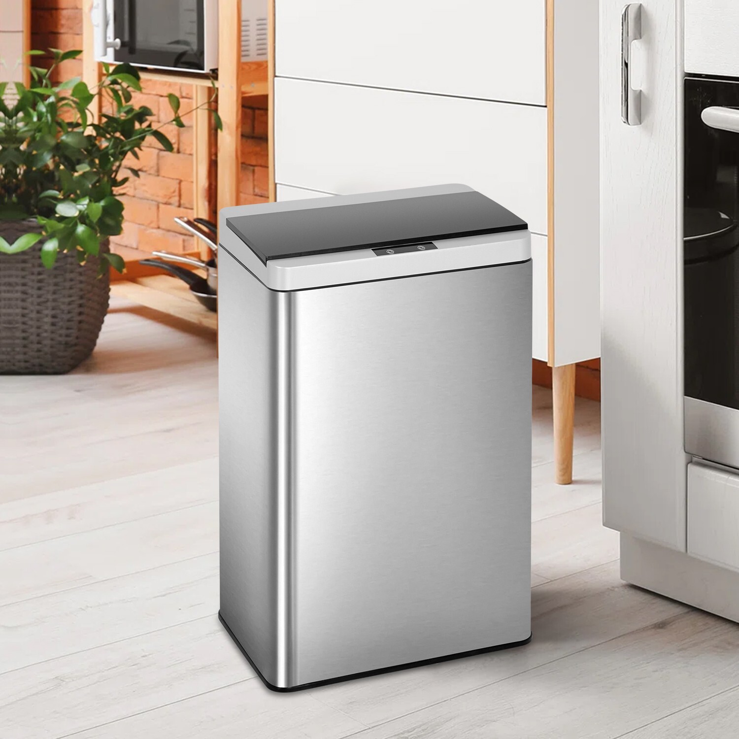 13 Gallon 50 Liter Automatic Touch Free High-capacity Stainless Steel Waste Bin gallery