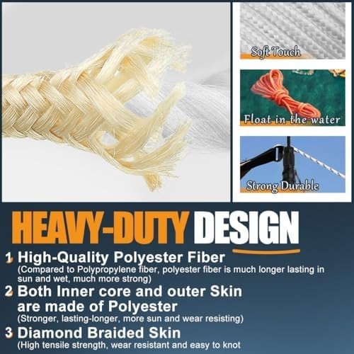 100 Ft 1/4" Nylon Poly Rope Strong Utility Polyester Cord for Clothesline Flag gallery