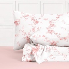 Wake In Cloud – Floral Bed Sheets, 4-Piece Sheet Set, Flower Shabby Chic Rose Pa