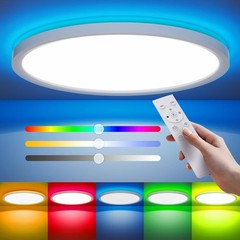 Smart RGB LED Ceiling Lights with Remote – 15.8 Inch, 36W 3600LM round Flush Mou