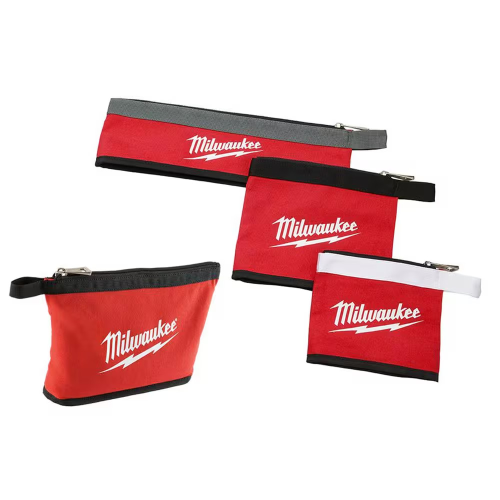 Milwaukee Tool Bags Zipper Pouch Set 4 Pack Canvas 14 12 8 6 Inch Red Durable gallery