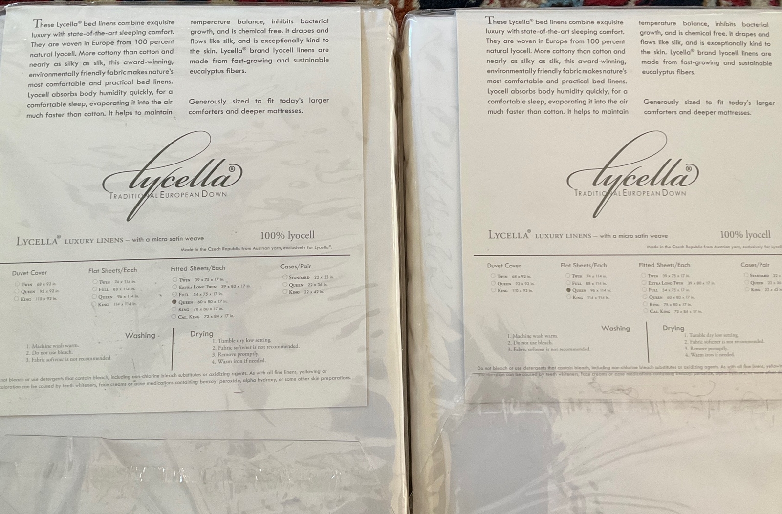Lycella NWT Queen Fitted And Flat White European 100% Lyocell Sheets, MSRP $148 gallery